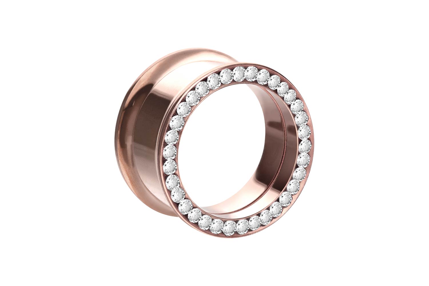 Chirurgenstahl Double Flared Tunnel KRISTALLRAND ++SALE++ von Piercingline